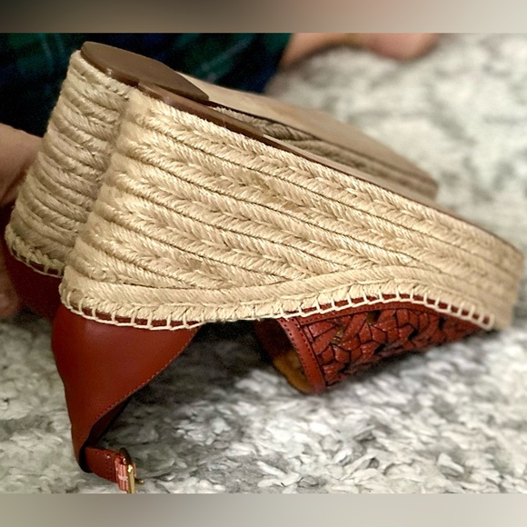 ‼️RARE‼️🎸Tory Burch🎸🔥Ret.$348🔥Basketweave Espadrille Wedge Platform Sandal—7.5 - Picture 11 of 16